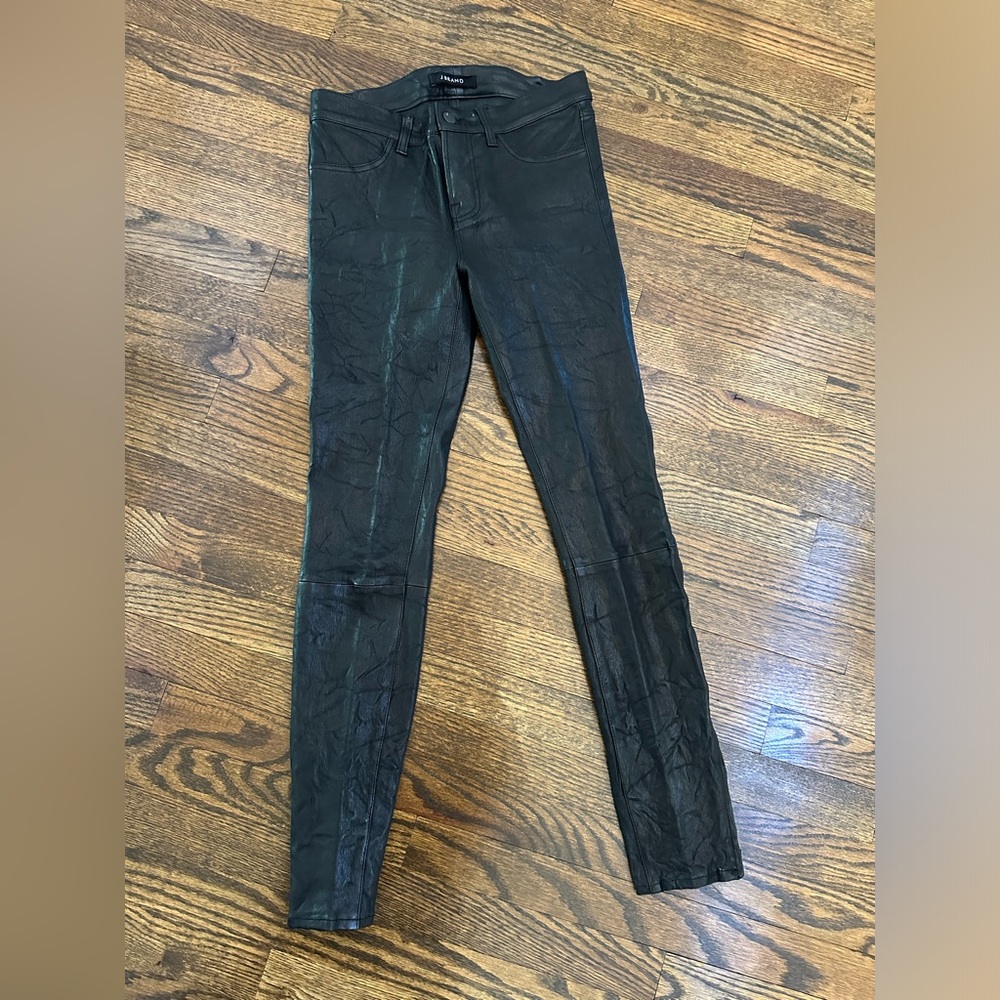 J brand Black Leather Skinny Pants Mid Rise Size 28